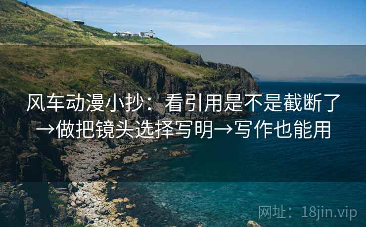 风车动漫小抄：看引用是不是截断了→做把镜头选择写明→写作也能用