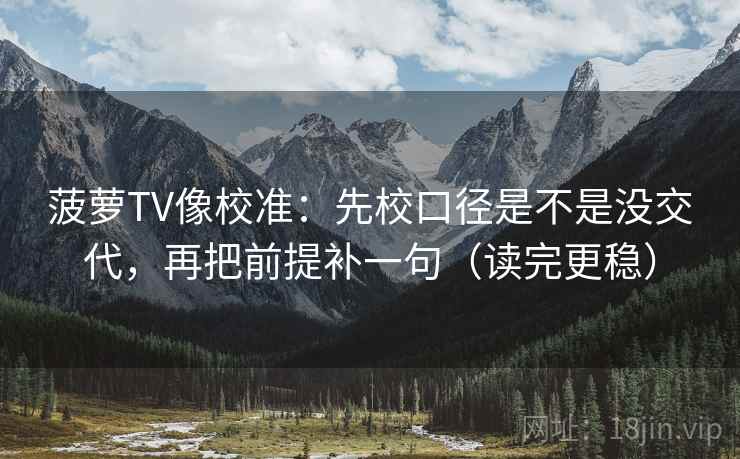菠萝TV像校准：先校口径是不是没交代，再把前提补一句（读完更稳）