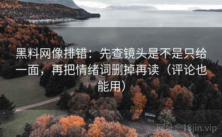 黑料网像排错：先查镜头是不是只给一面，再把情绪词删掉再读（评论也能用）